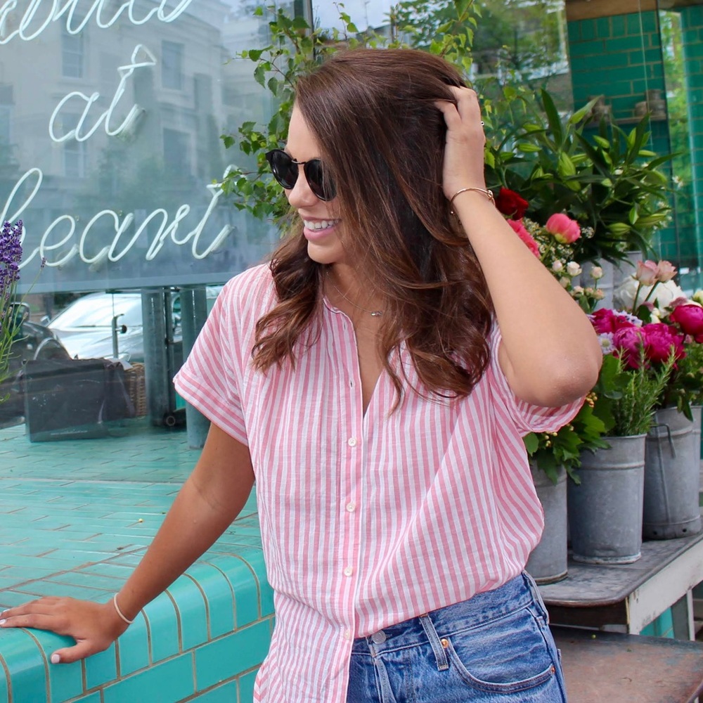 Madewell Striped Button Down with Tie Back